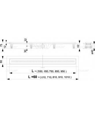 Simpl APZ9-850 - Водоотводящий желоб с порогами для перфорированной решетки