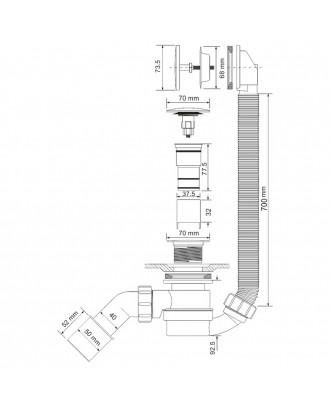 MRB12 Сифон для ванны "MCALPINE"