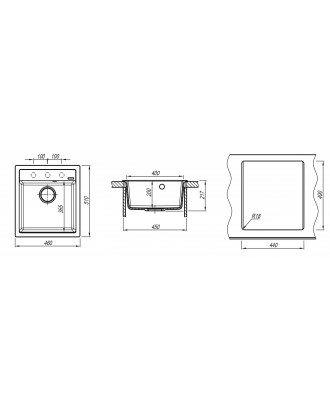 ЛИПСИ 460 ГРЕЙ FG Кухонная мойка из кварц. композита / 460 * 510 * 217 "FLORENTINA"