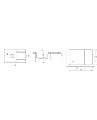 ЛИПСИ 760 ГРЕЙ FG Кухонная мойка из кварцевого композита / 760 * 510 * 217 "FLORENTINA"