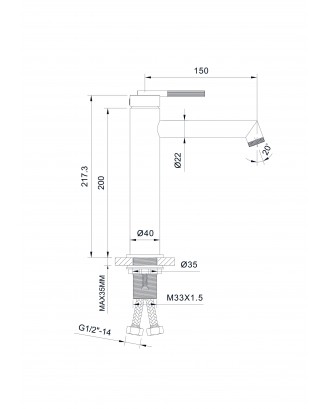 HB-4007-2CH Хром смеситель для раковины средний