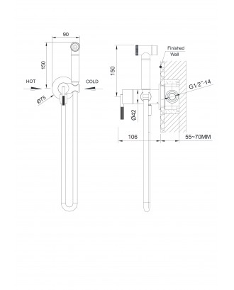 HB-4005GO Золото Встраиваемый гигиенический душ