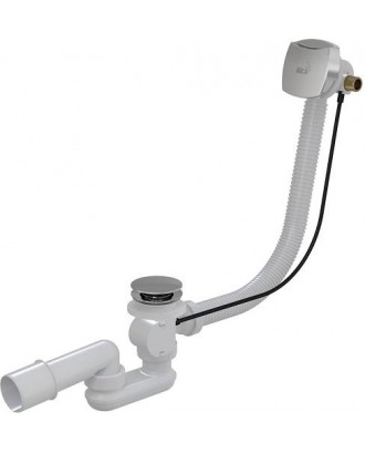 A564CRM1-80 Сифон для ванны с напуском воды через перелив пластик/металл (длина 80 см)