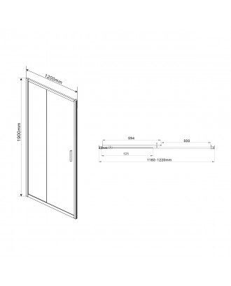 Душевая дверь Garda VDS-1G120CLGM, 1200, вороненая сталь, стекло прозрачное